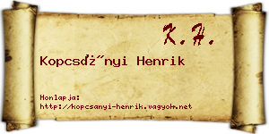 Kopcsányi Henrik névjegykártya