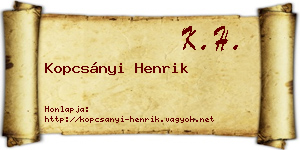 Kopcsányi Henrik névjegykártya